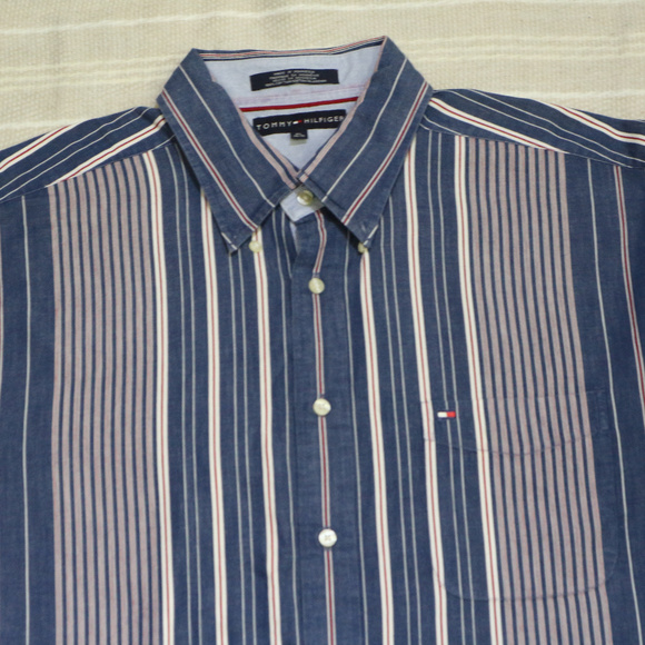 VTG TOMMY HILFIGER Stripe Long Sleeve Button Shirt - Picture 3 of 7